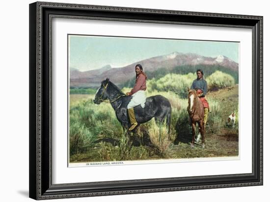 Arizona - Navajo Men on Horseback-Lantern Press-Framed Art Print