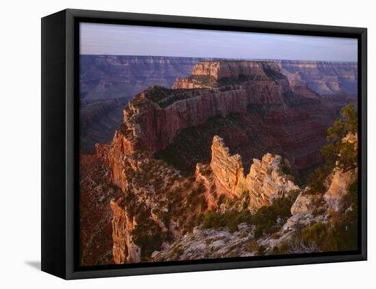 Arizona, North Rim, Sunrise Light Brightens Wotans Throne and Surrounding Canyon, from Cape Royal-John Barger-Framed Premier Image Canvas