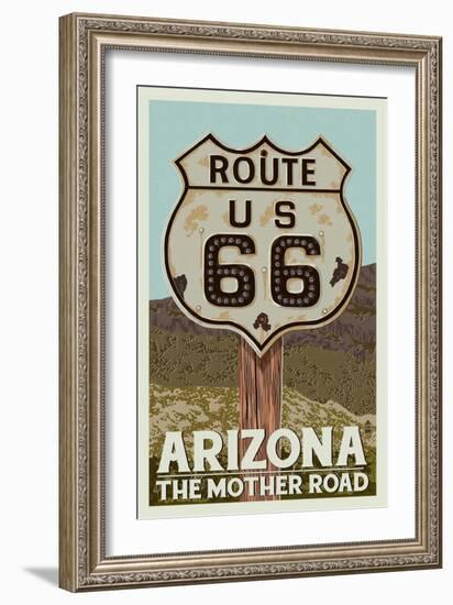 Arizona - Route 66-Lantern Press-Framed Art Print