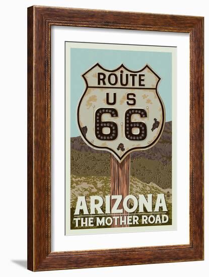 Arizona - Route 66-Lantern Press-Framed Art Print