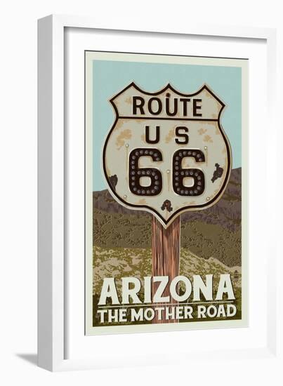 Arizona - Route 66-Lantern Press-Framed Art Print