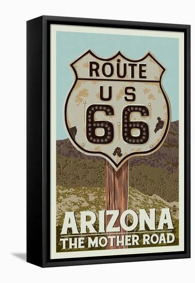 Arizona - Route 66-Lantern Press-Framed Stretched Canvas