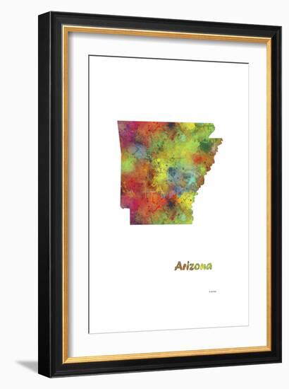 Arizona State Map 1-Marlene Watson-Framed Giclee Print