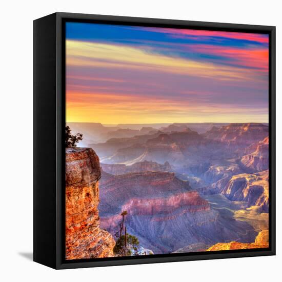 Arizona Sunset Grand Canyon National Park Yavapai Point USA-holbox-Framed Premier Image Canvas