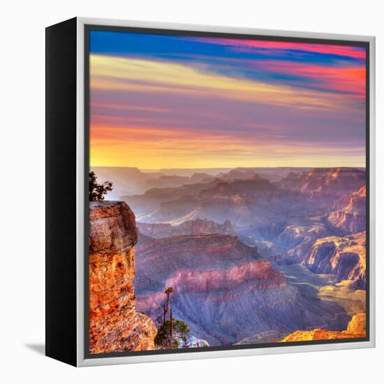 Arizona Sunset Grand Canyon National Park Yavapai Point USA-holbox-Framed Premier Image Canvas