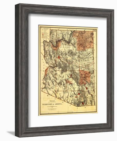 Arizona Territory - Panoramic Map-Lantern Press-Framed Art Print