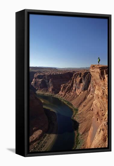 Arizona, Tourists at Overlook to the Colorado River at Horseshoe Bend-David Wall-Framed Premier Image Canvas