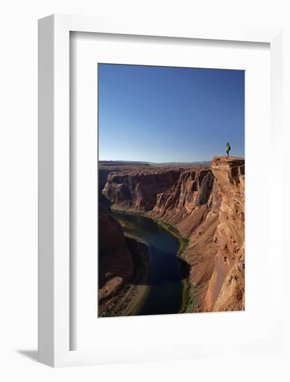 Arizona, Tourists at Overlook to the Colorado River at Horseshoe Bend-David Wall-Framed Photographic Print