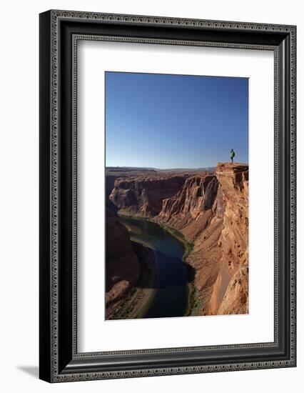 Arizona, Tourists at Overlook to the Colorado River at Horseshoe Bend-David Wall-Framed Photographic Print