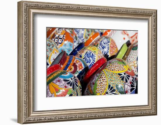 Arizona, Tucson, Tubac. Traditional hand-painted Mexican pottery.-Cindy Miller Hopkins-Framed Photographic Print