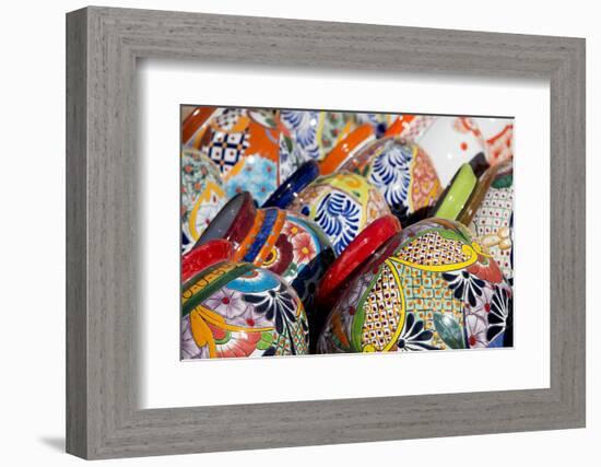 Arizona, Tucson, Tubac. Traditional hand-painted Mexican pottery.-Cindy Miller Hopkins-Framed Photographic Print