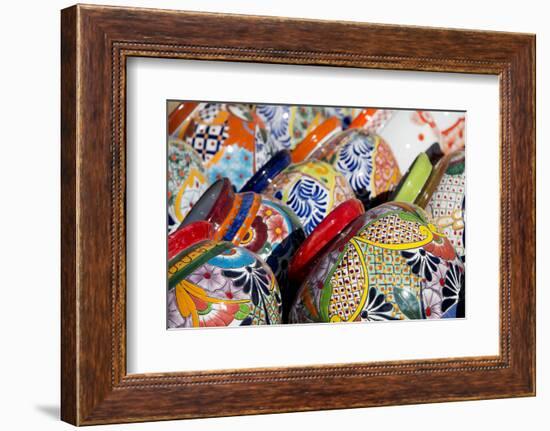 Arizona, Tucson, Tubac. Traditional hand-painted Mexican pottery.-Cindy Miller Hopkins-Framed Photographic Print