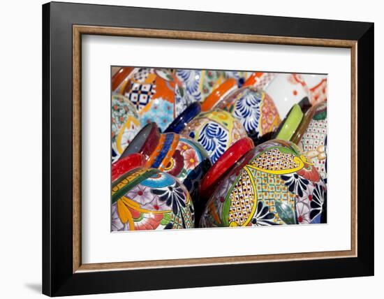 Arizona, Tucson, Tubac. Traditional hand-painted Mexican pottery.-Cindy Miller Hopkins-Framed Photographic Print