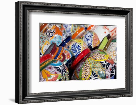 Arizona, Tucson, Tubac. Traditional hand-painted Mexican pottery.-Cindy Miller Hopkins-Framed Photographic Print