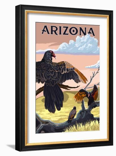 Arizona - Vultures-Lantern Press-Framed Art Print