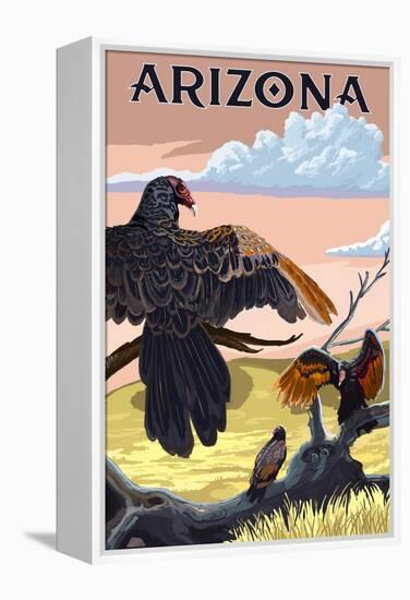 Arizona - Vultures-Lantern Press-Framed Stretched Canvas