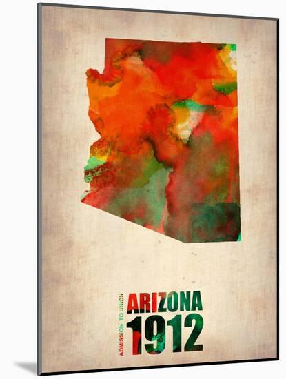 Arizona Watercolor Map-NaxArt-Mounted Art Print