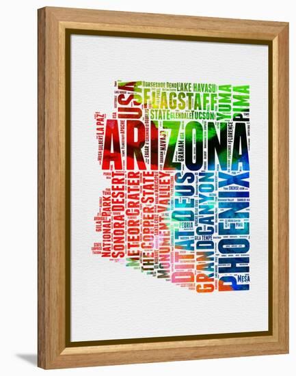 Arizona Watercolor Word Cloud-NaxArt-Framed Stretched Canvas