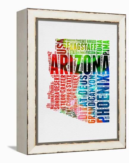 Arizona Watercolor Word Cloud-NaxArt-Framed Stretched Canvas