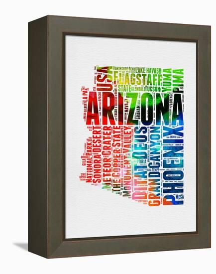 Arizona Watercolor Word Cloud-NaxArt-Framed Stretched Canvas