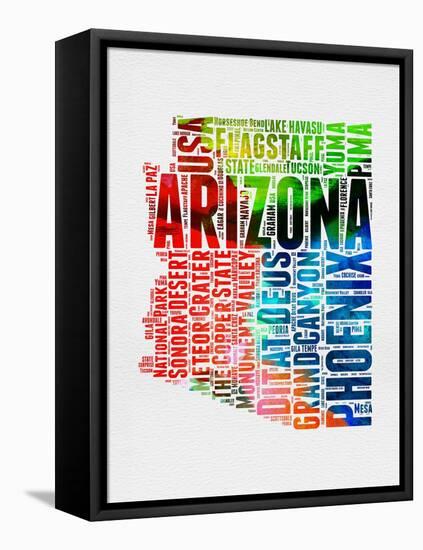 Arizona Watercolor Word Cloud-NaxArt-Framed Stretched Canvas