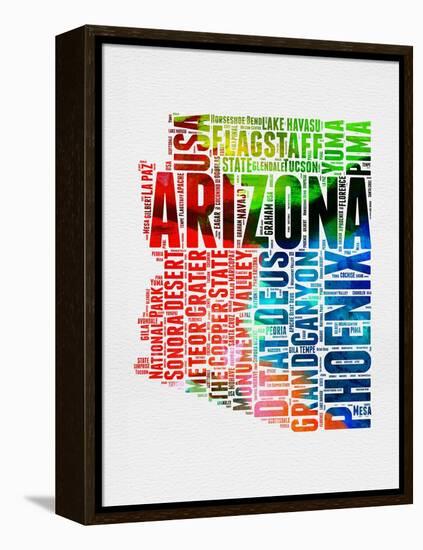 Arizona Watercolor Word Cloud-NaxArt-Framed Stretched Canvas