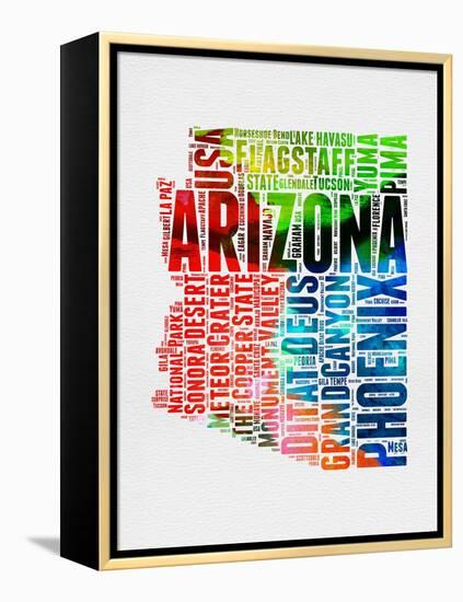 Arizona Watercolor Word Cloud-NaxArt-Framed Stretched Canvas