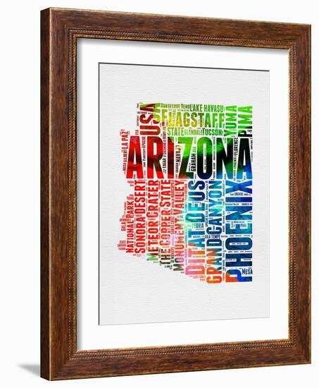 Arizona Watercolor Word Cloud-NaxArt-Framed Art Print