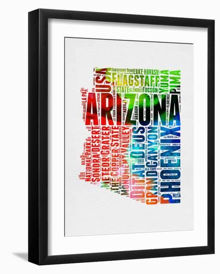 Arizona Watercolor Word Cloud-NaxArt-Framed Art Print