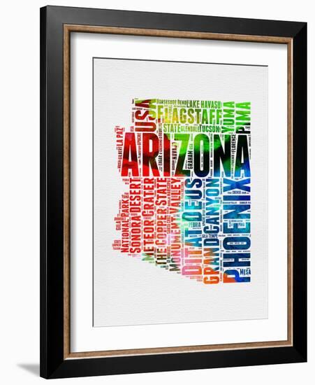 Arizona Watercolor Word Cloud-NaxArt-Framed Art Print