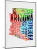 Arizona Watercolor Word Cloud-NaxArt-Mounted Art Print