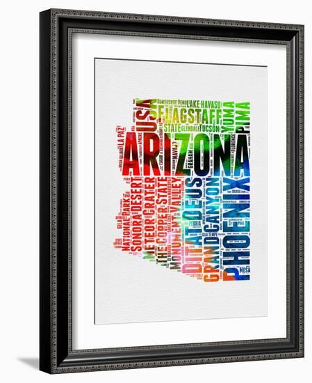 Arizona Watercolor Word Cloud-NaxArt-Framed Art Print