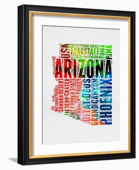 Arizona Watercolor Word Cloud-NaxArt-Framed Art Print