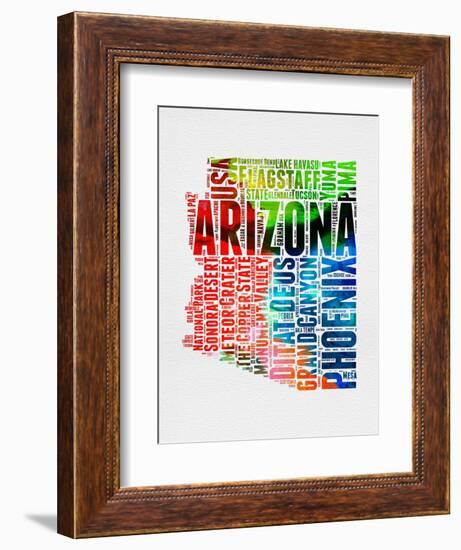 Arizona Watercolor Word Cloud-NaxArt-Framed Premium Giclee Print