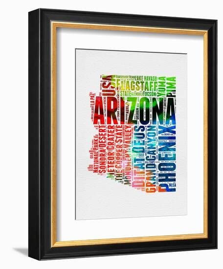 Arizona Watercolor Word Cloud-NaxArt-Framed Premium Giclee Print