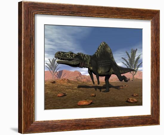 Arizonasaurus Dinosaur in the Desert with Pachypteris Trees-Stocktrek Images-Framed Art Print