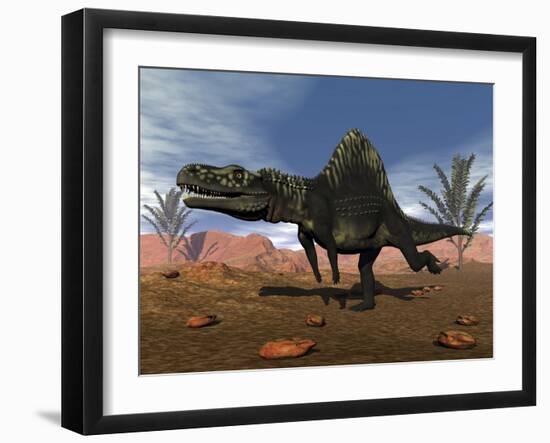 Arizonasaurus Dinosaur in the Desert with Pachypteris Trees-Stocktrek Images-Framed Art Print