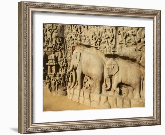 Arjuna's Penance Granite Carvings, Mamallapuram (Mahabalipuram), UNESCO World Heritage Site, India-Tuul-Framed Photographic Print