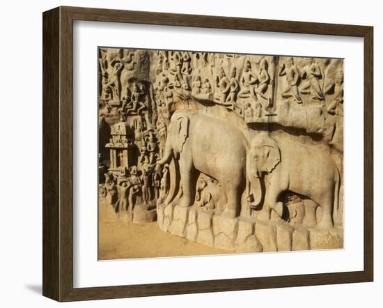 Arjuna's Penance Granite Carvings, Mamallapuram (Mahabalipuram), UNESCO World Heritage Site, India-Tuul-Framed Photographic Print
