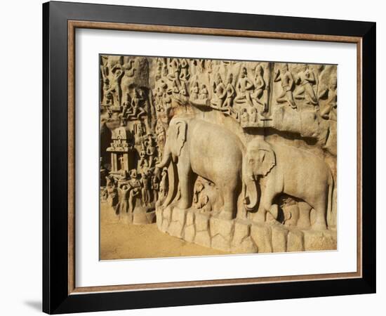 Arjuna's Penance Granite Carvings, Mamallapuram (Mahabalipuram), UNESCO World Heritage Site, India-Tuul-Framed Photographic Print