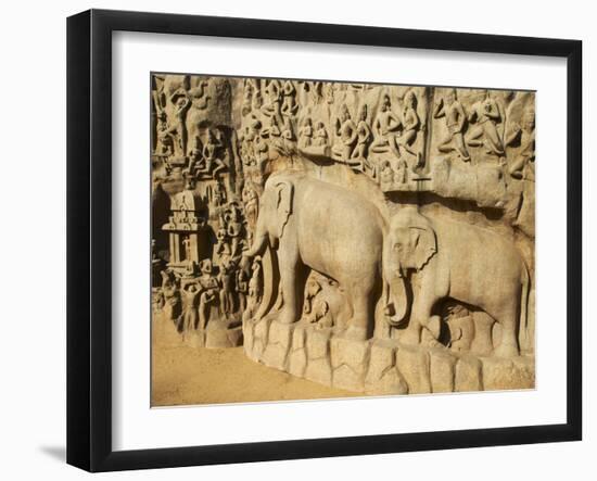 Arjuna's Penance Granite Carvings, Mamallapuram (Mahabalipuram), UNESCO World Heritage Site, India-Tuul-Framed Photographic Print