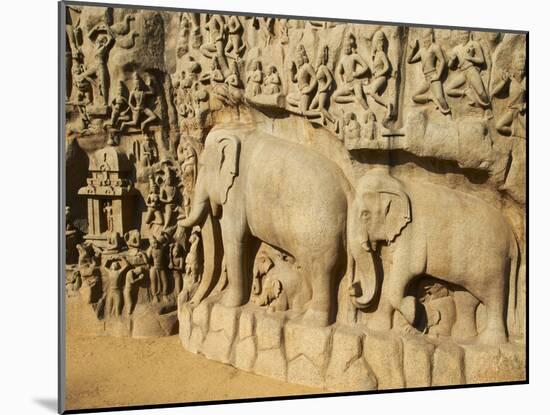 Arjuna's Penance Granite Carvings, Mamallapuram (Mahabalipuram), UNESCO World Heritage Site, India-Tuul-Mounted Photographic Print