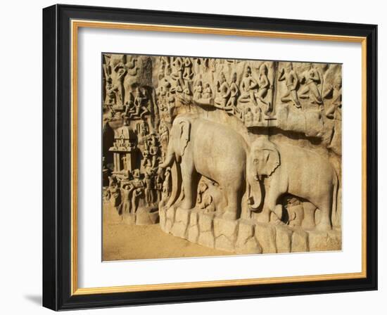 Arjuna's Penance Granite Carvings, Mamallapuram (Mahabalipuram), UNESCO World Heritage Site, India-Tuul-Framed Photographic Print