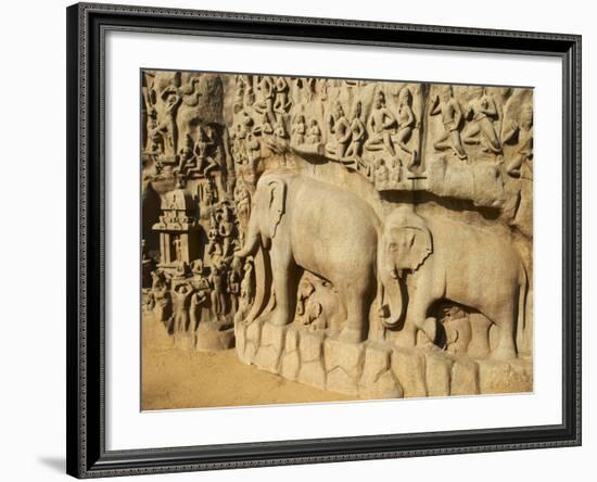 Arjuna's Penance Granite Carvings, Mamallapuram (Mahabalipuram), UNESCO World Heritage Site, India-Tuul-Framed Photographic Print