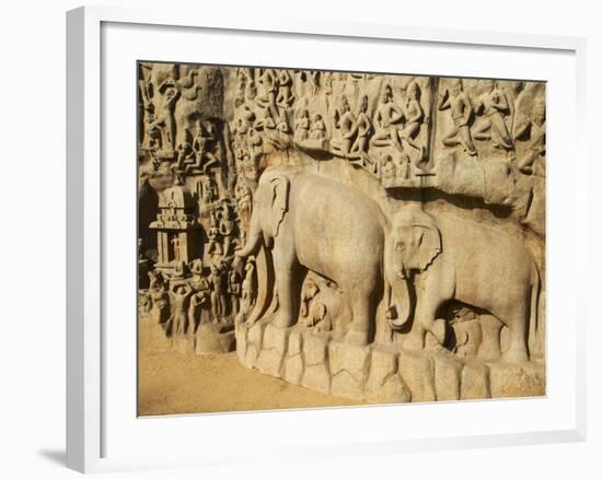 Arjuna's Penance Granite Carvings, Mamallapuram (Mahabalipuram), UNESCO World Heritage Site, India-Tuul-Framed Photographic Print