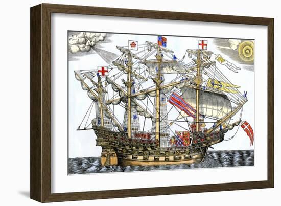 Ark Royal, the Flagship Which Led the English Fleet against the Spanish Armada, c.1588-null-Framed Giclee Print