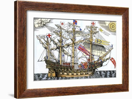 Ark Royal, the Flagship Which Led the English Fleet against the Spanish Armada, c.1588-null-Framed Giclee Print