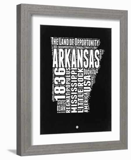 Arkansas Black and White Map-NaxArt-Framed Art Print