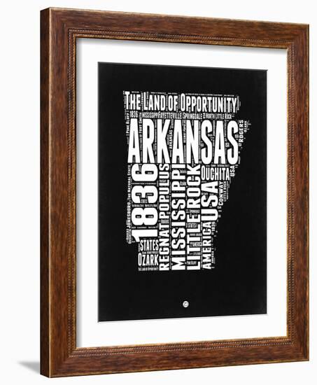 Arkansas Black and White Map-NaxArt-Framed Art Print