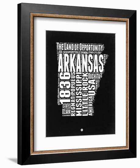 Arkansas Black and White Map-NaxArt-Framed Premium Giclee Print
